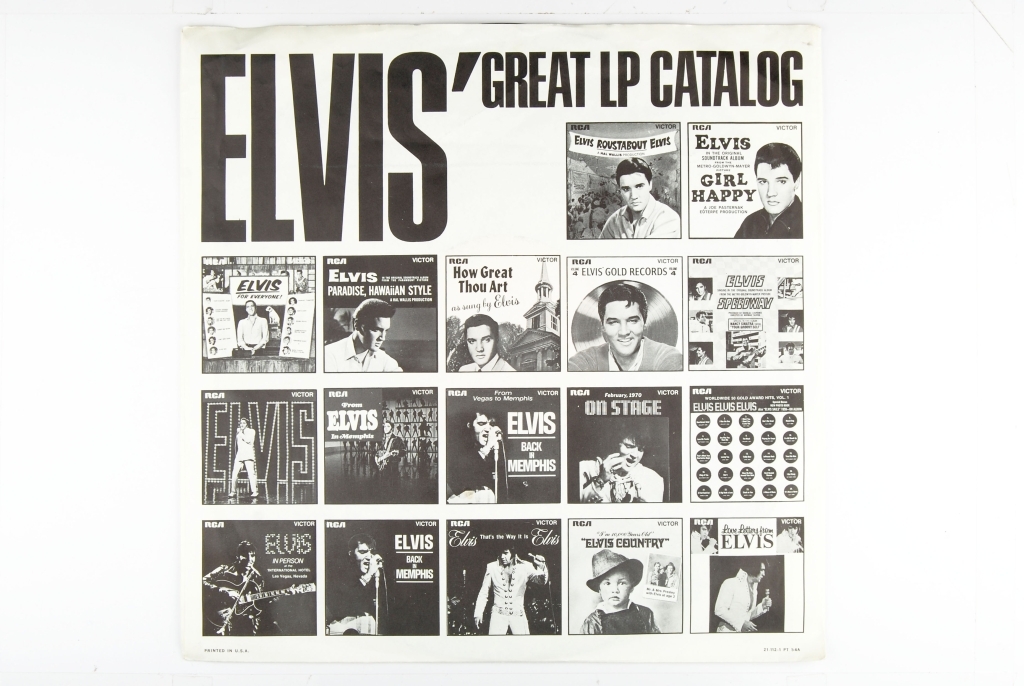 Forsiden på papirlommene viser ulike motiv fra albumav Elvis Presley