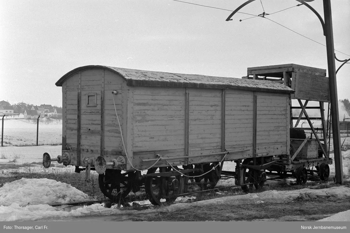 Internvogn, tidligere godsvogn, tilhørende Hafslundbanen