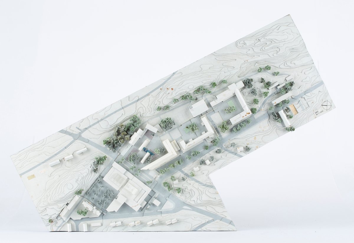 Modell av planlagt boligfelt i terreng (Nesodden).