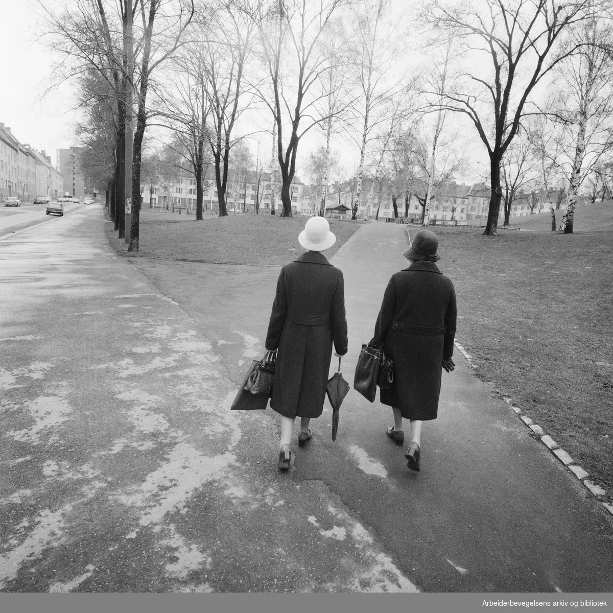 To damer på spasertur. Torshovparken. Mai 1976