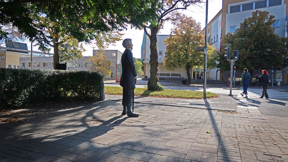 I korsningen Vasavägen/Östgötagatan står en staty av en känd Linköpingsprofil- humanisten Tage Danielsson. 
Statyn är i målad brons och skapad av konstnären Gösta Bejermark. Den är 191 cm lång, precis som Tage själv. Statyn invigdes år 1987 under festliga former. 
Bilder från staden Linköping år 2021.