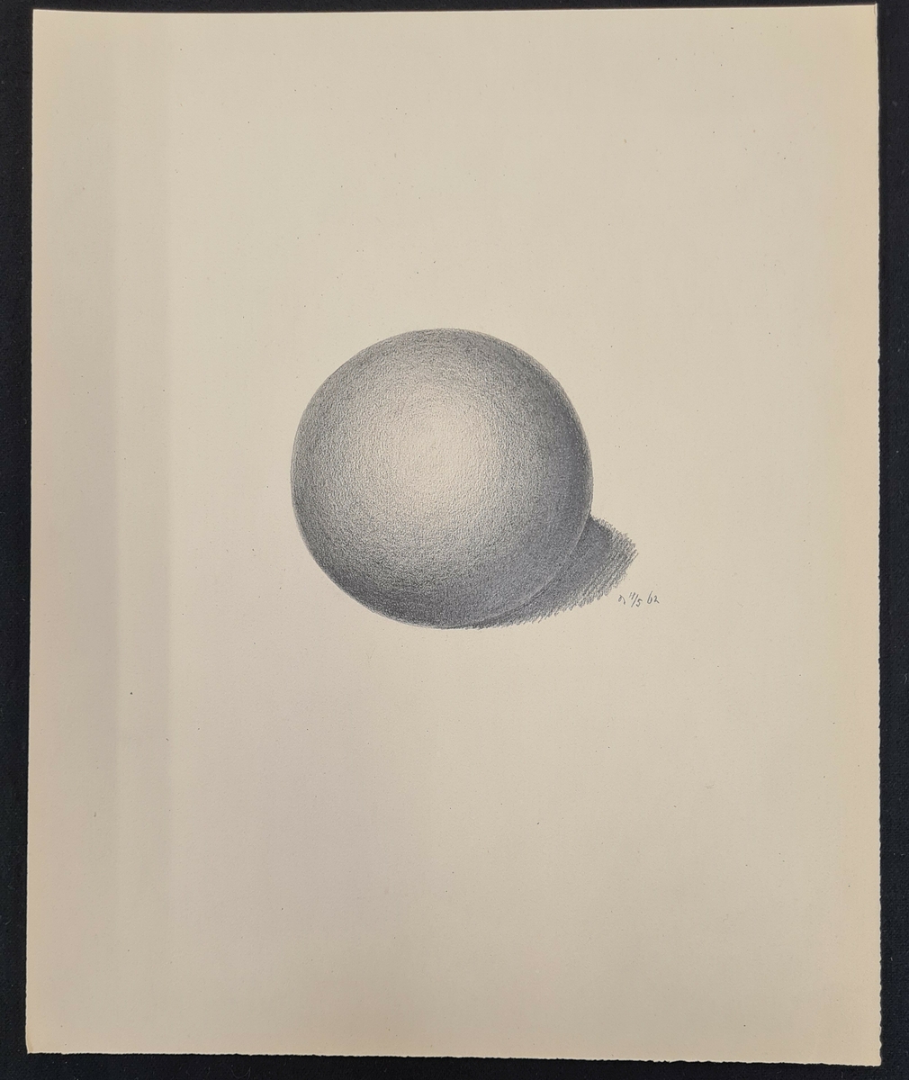 Teckning av F. A. Zettergren. En teckningsstudie av en boll. Daterad 4/5 1862.
