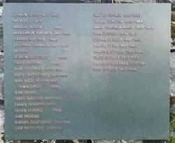 Navneplate (Suslo-Sytsjov) på Tjøtta sovjetiske krigsgravpla