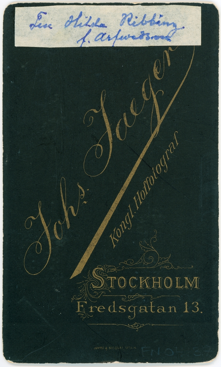 Kabinettsfotografi - Hilda Ribbing, Stockholm 1880-tal