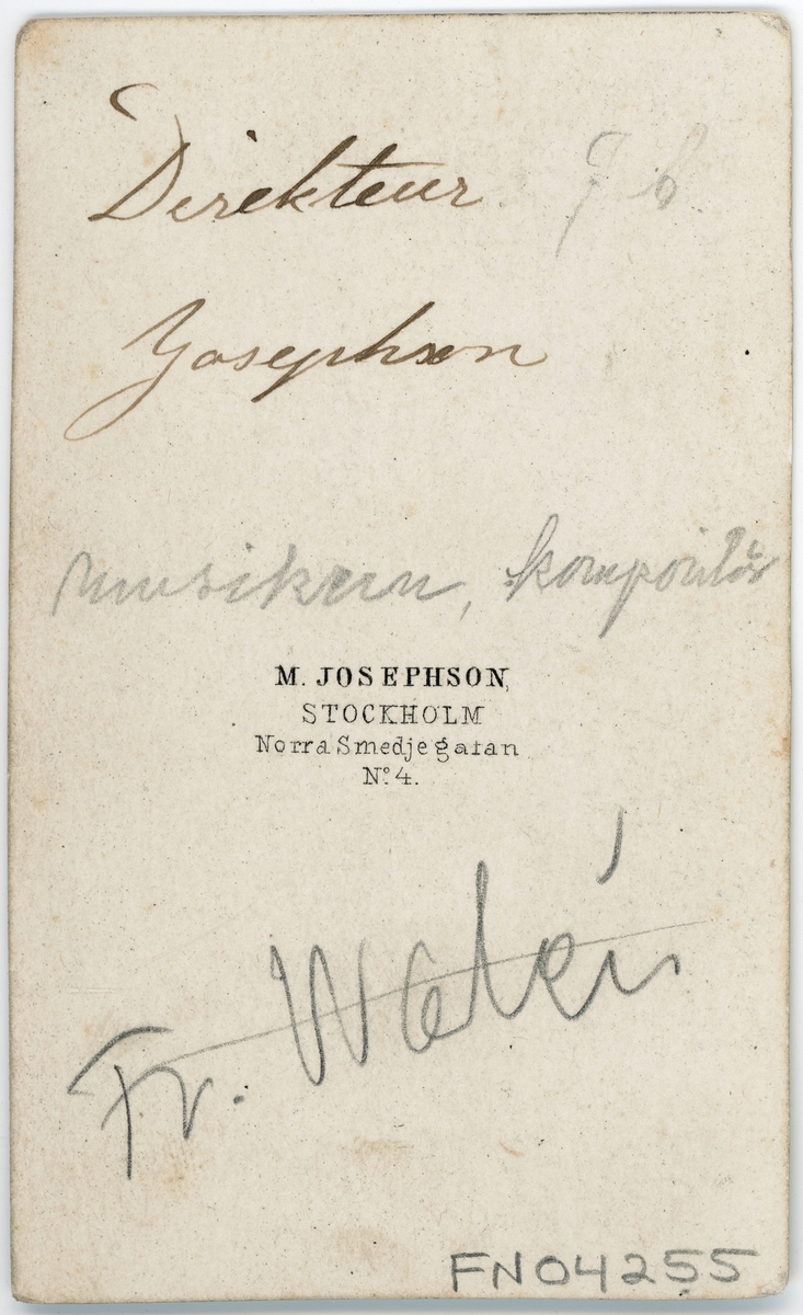 Kabinettsfotografi - direkteur Jacob Axel Josephson, Stockholm 1860-tal