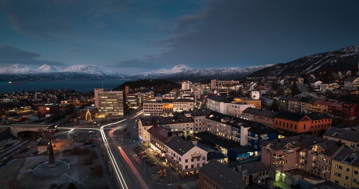 Narvik sentrum fotografert fra Ricahotellet. 19. desember 2012.