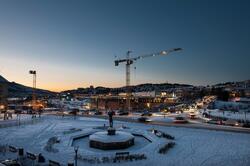 Narvik sentrum, mørketid. 22. desember 2014. Narvik sentrum,