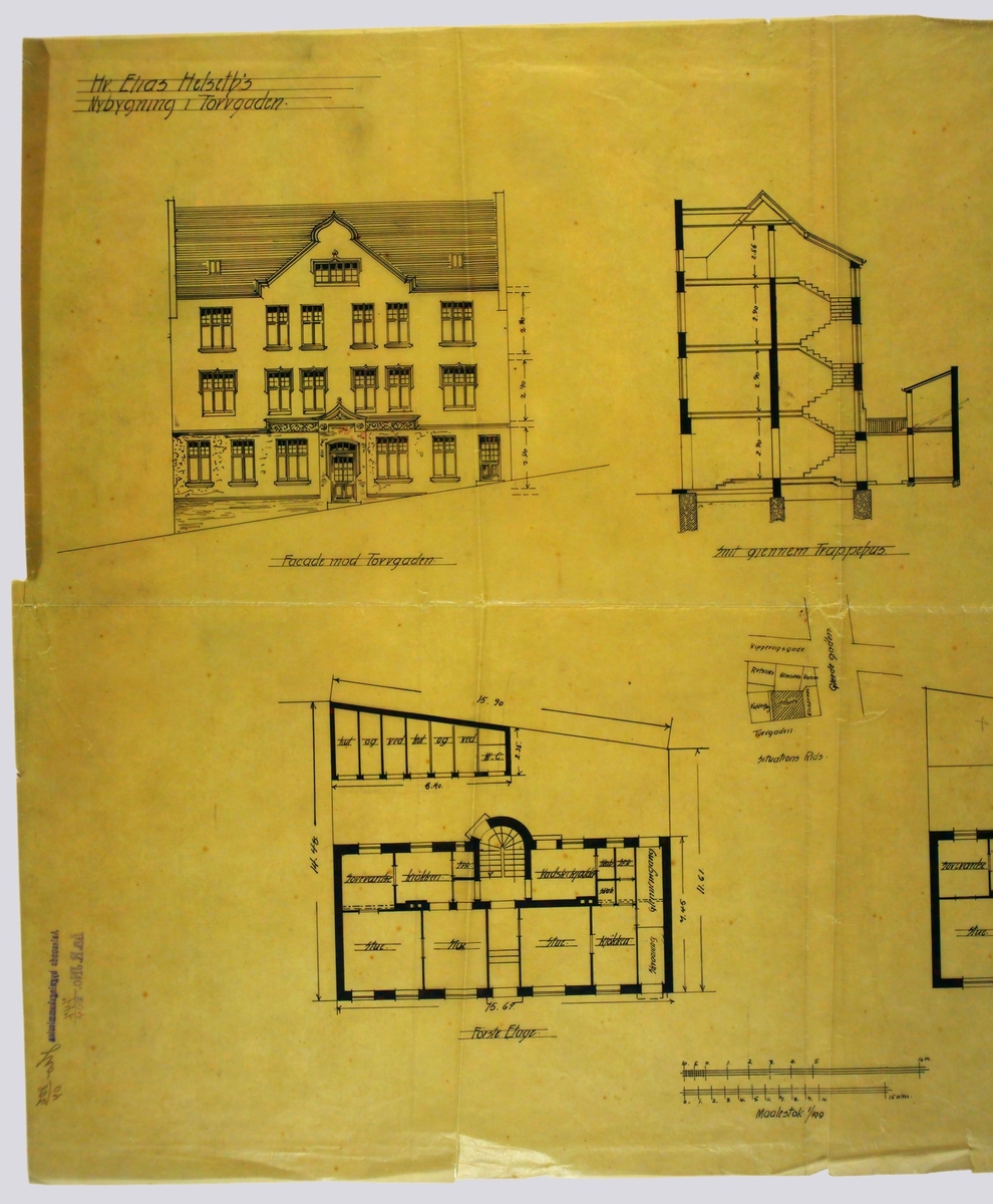 Hr. Elias Helseth's nybygning i Torvgaden [Arbeidstegning]
