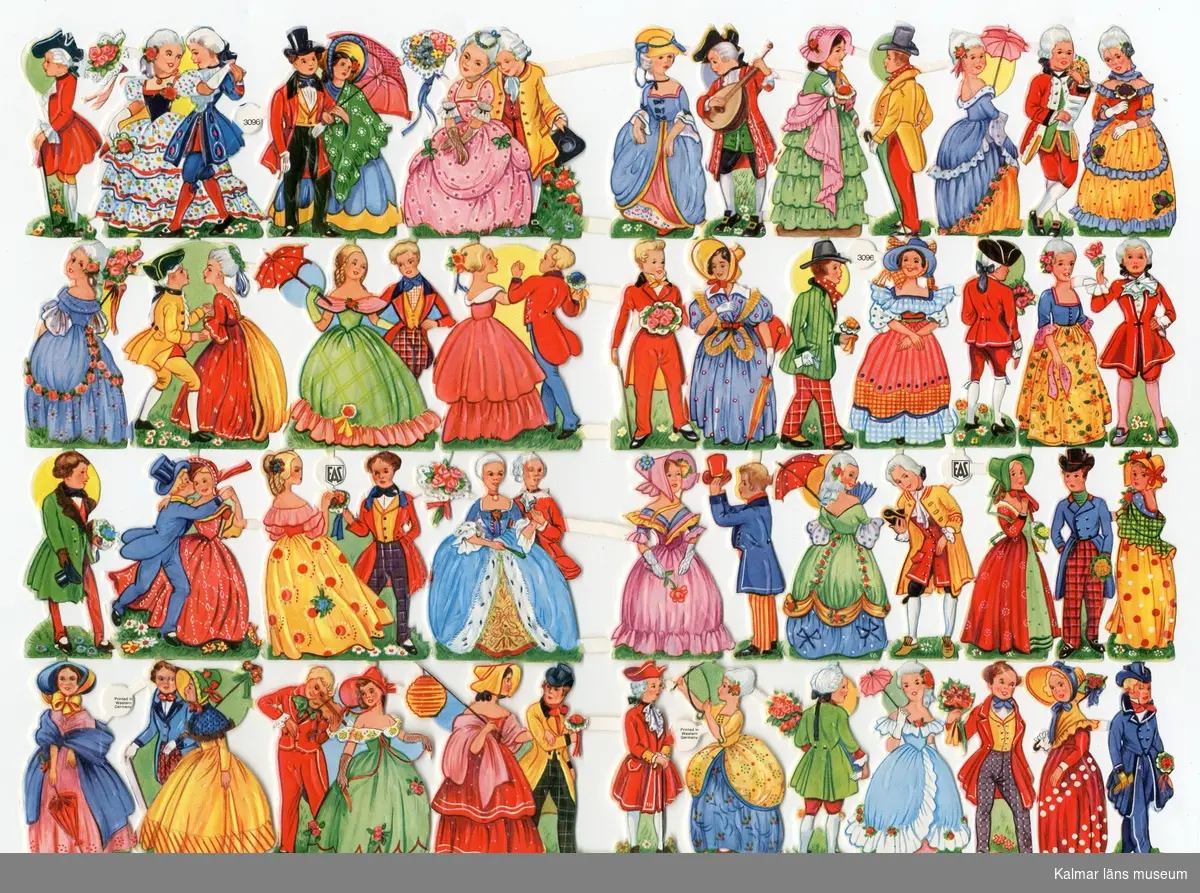 Par klädda i 1700-tals eller 1800-talskläder. 30-tal olika motiv.