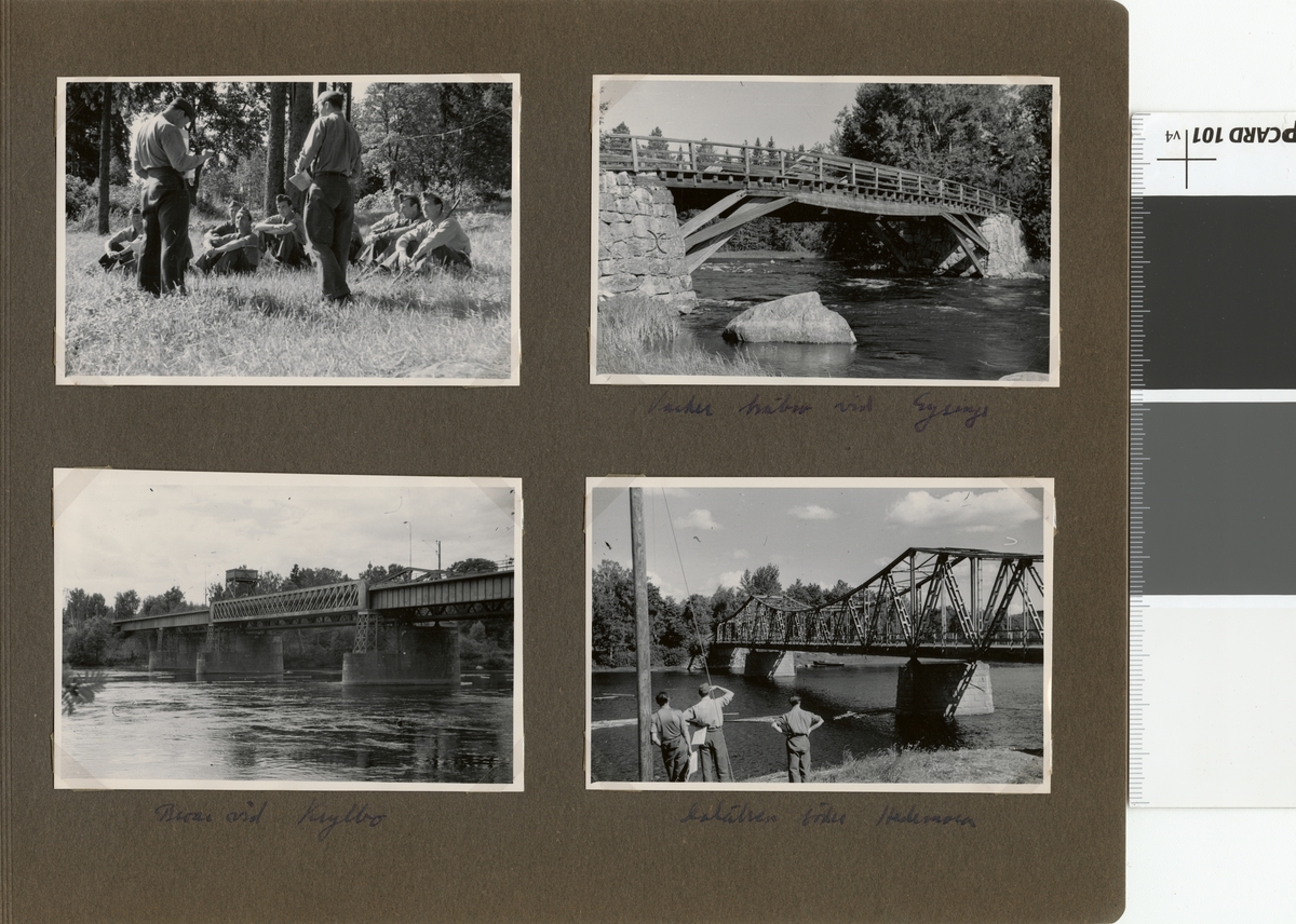 Text i fotoalbum: "Min sista Hk-kurs på ingfältövning juli 1946. Vacker träbro vid Gysinge".