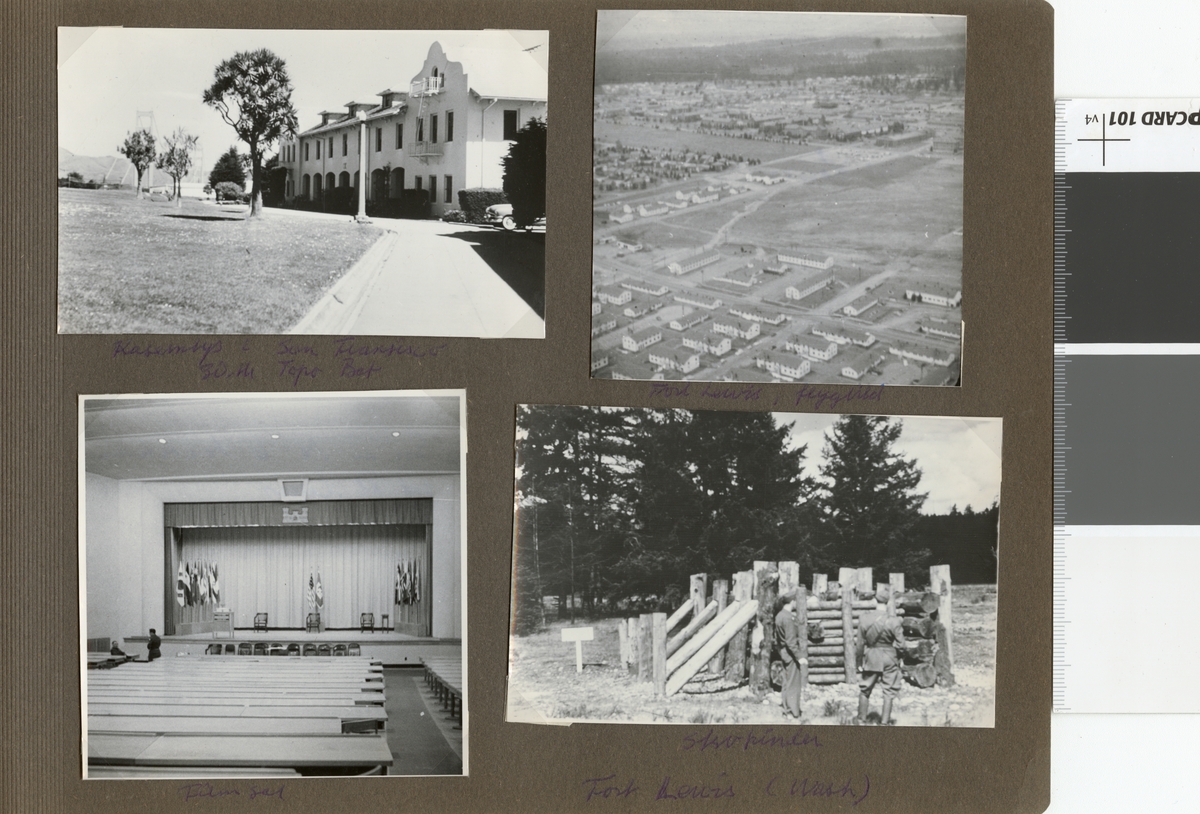 Text i fotoalbum: "Studieresa i USA mars-juni 1953. Fort Lewis i flygbild".