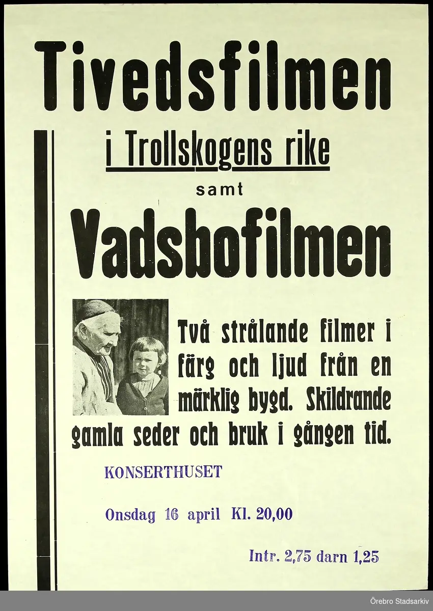 Konserthuset Örebro, 1958. Affisch. I Trollskogens rike