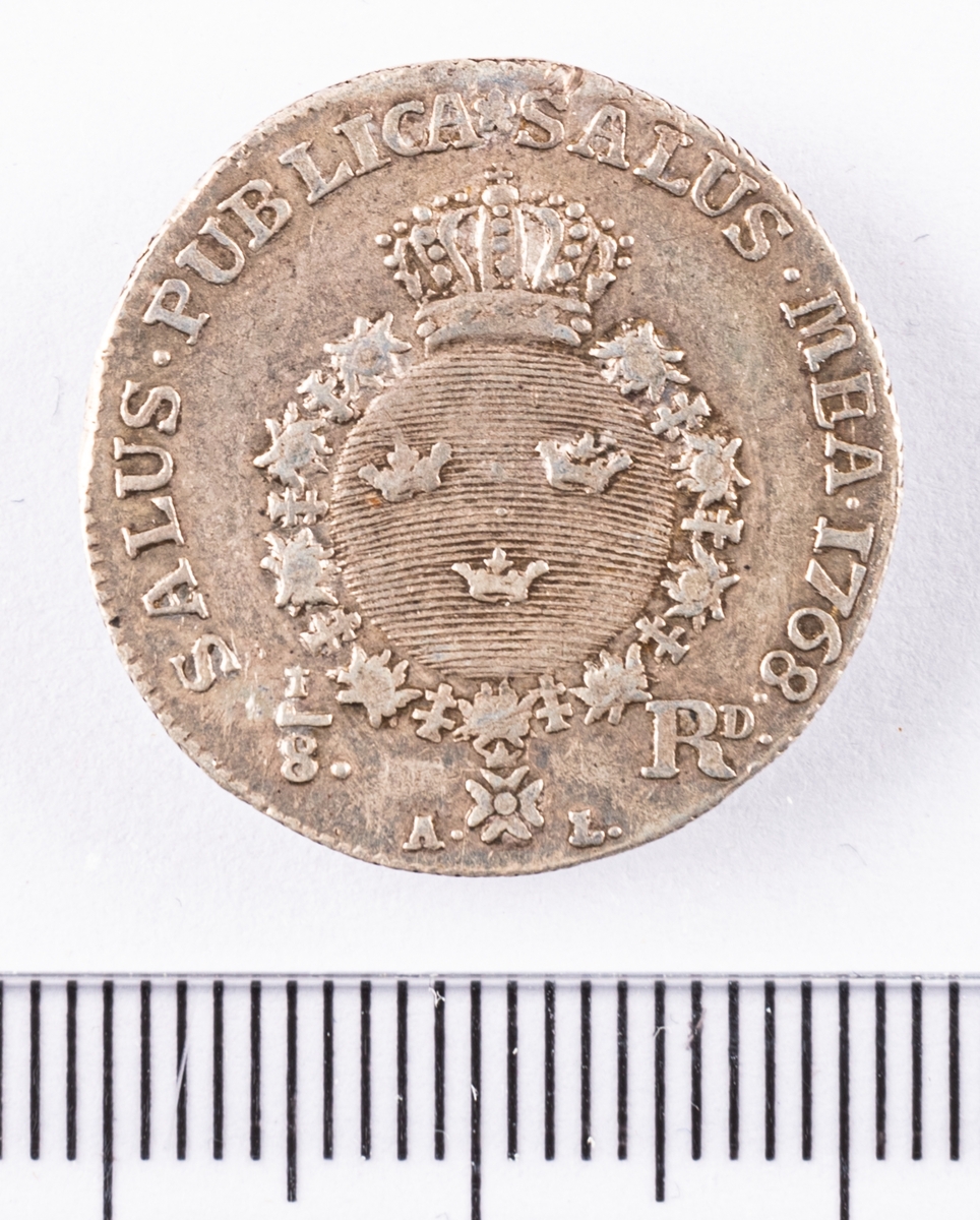 Mynt, Sverige, 1/8 riksdaler, 1768.
