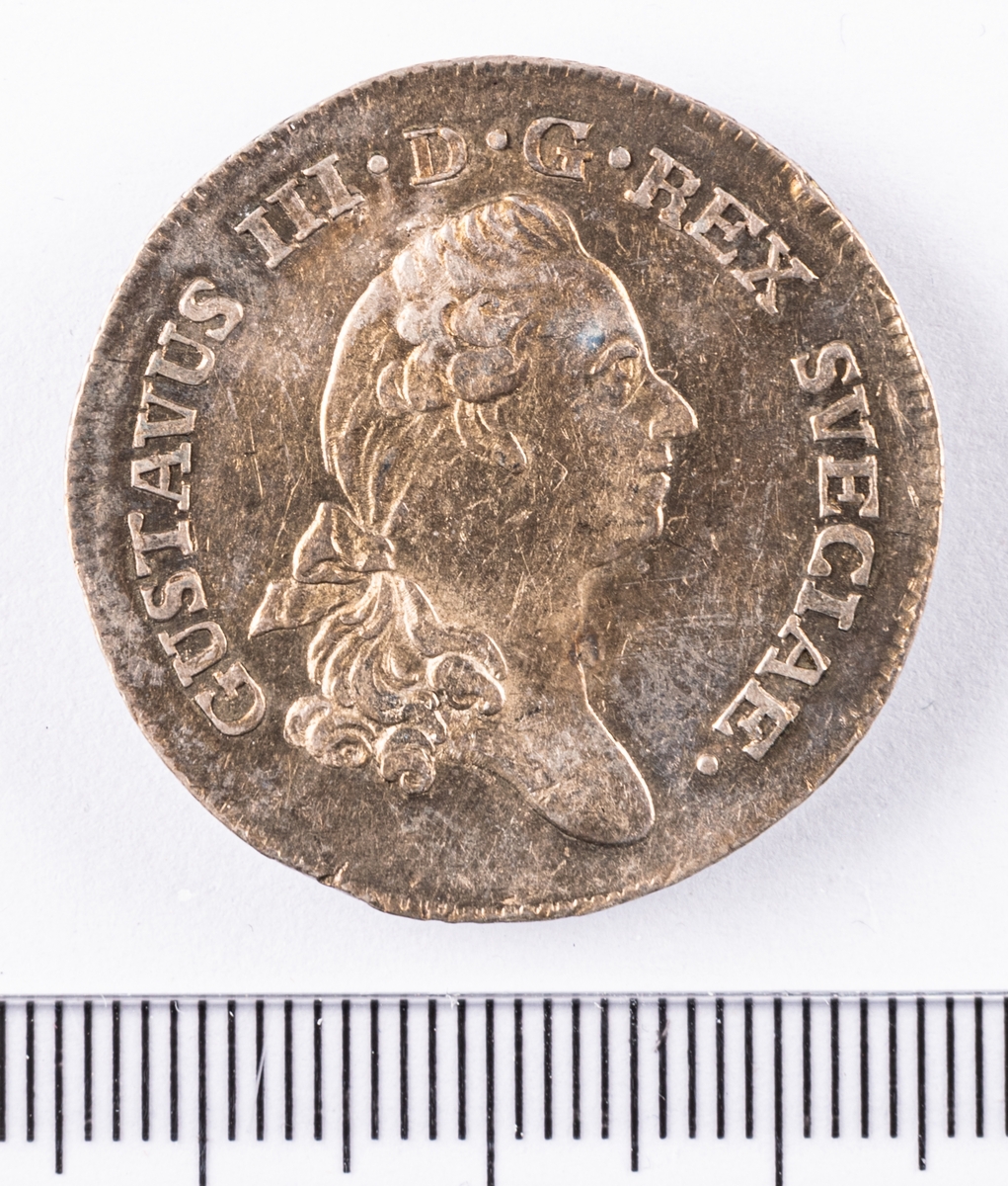 Mynt, Sverige, 1/3 riksdaler, 1daler s.m, 1787.