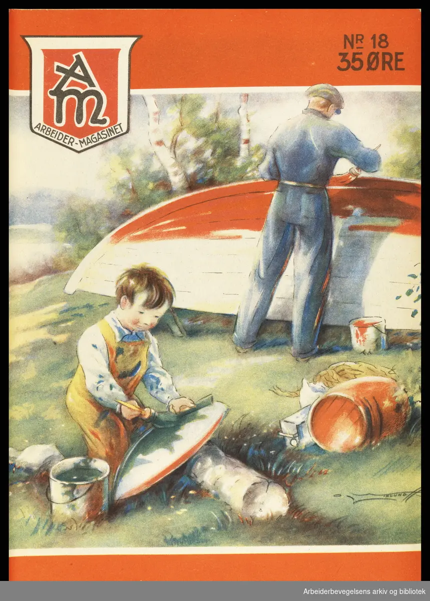 Arbeidermagasinet - Magasinet for alle. Forside Nr. 12. 1933. Illustrasjon: Iklund.
