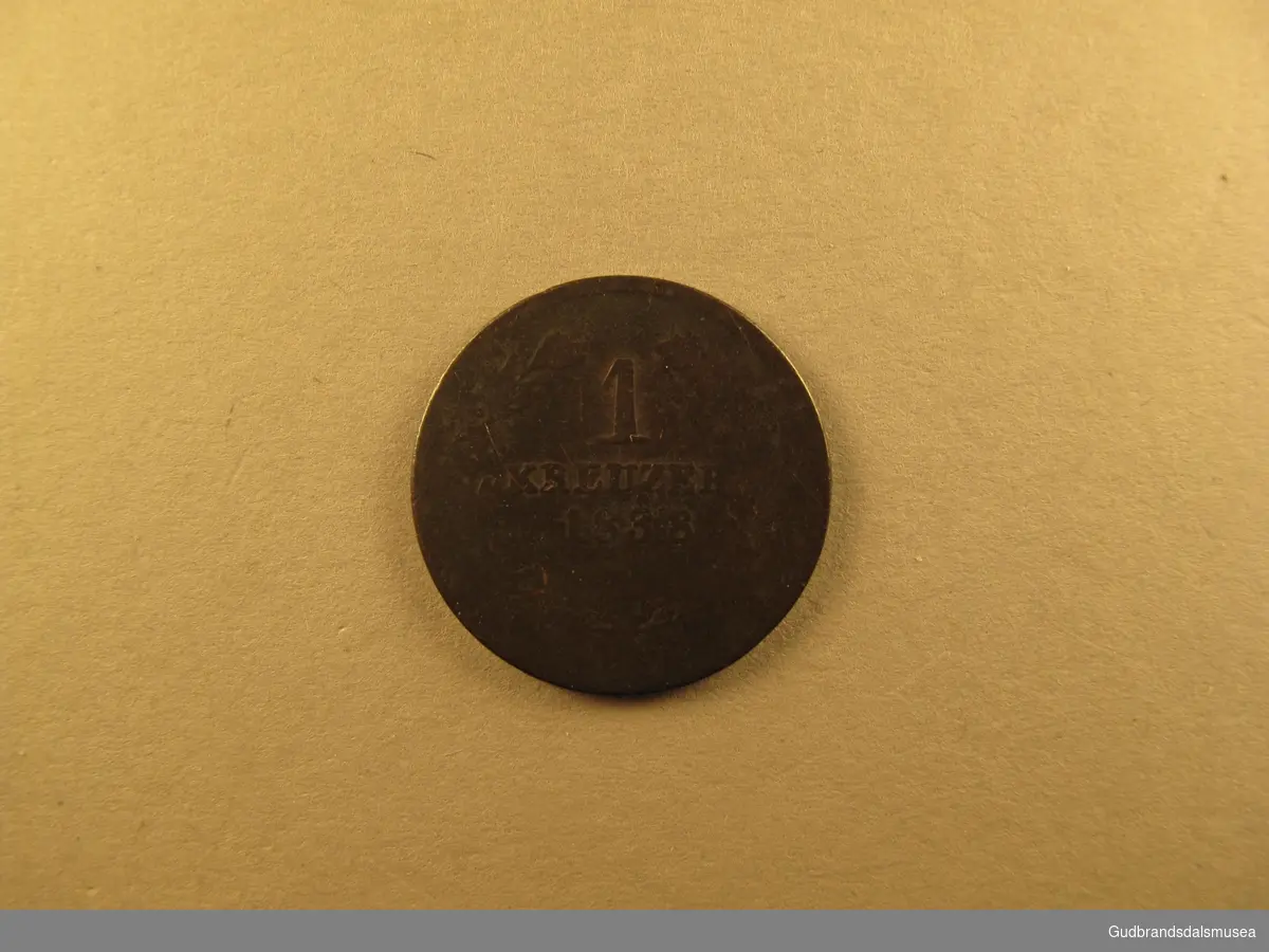 Mynt fra Hertugdømmet Baden. 1 Kreuzer 1838. Leopold Grosherzug von Baden.