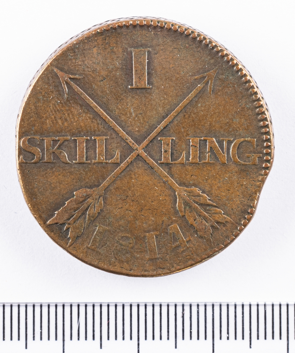 Mynt, Sverige, 1 skilling, 1814.