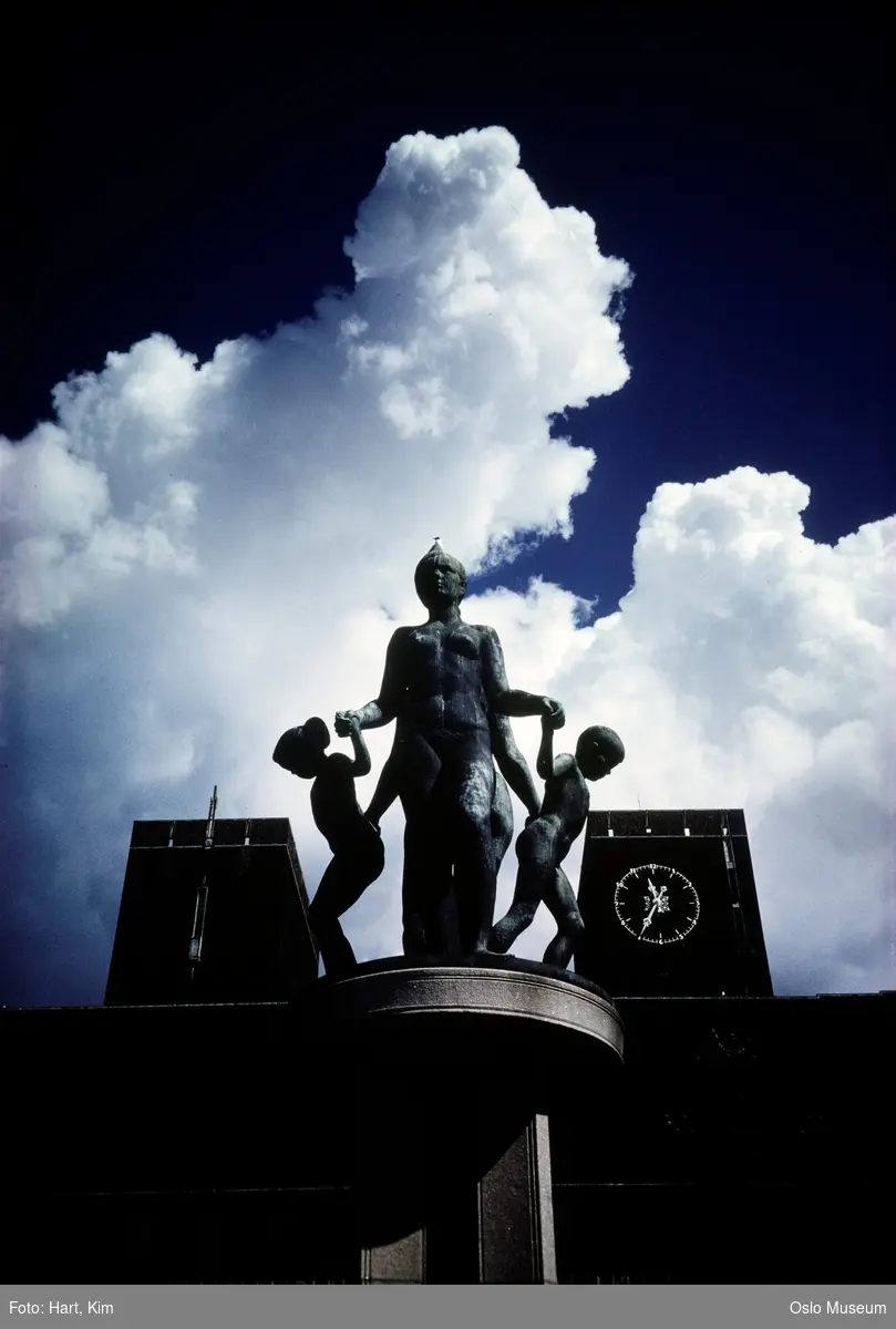 skulptur, Rådhuset, himmel, skyer