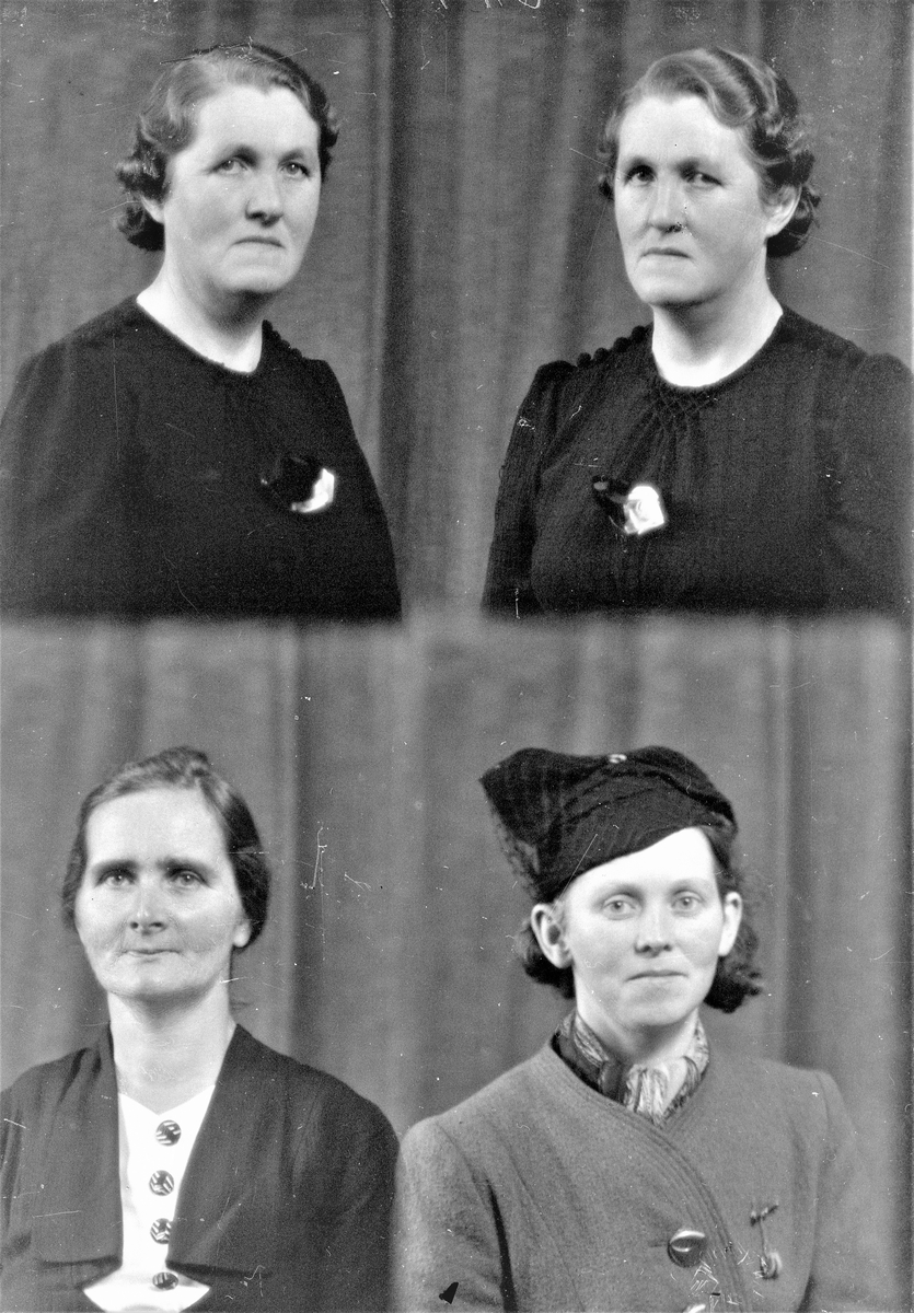 Portrett. Tre kvinner. Bestilt av Ingeborg Reiersen, Rød, Sveio, Agnes Berg + Marie Nordbø