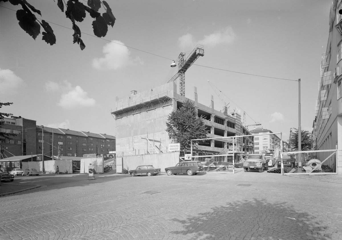 Arkitekturfoto av byggefaser i konstruksjonen av bygget til Bergene A/S på Sofienberg i Oslo.