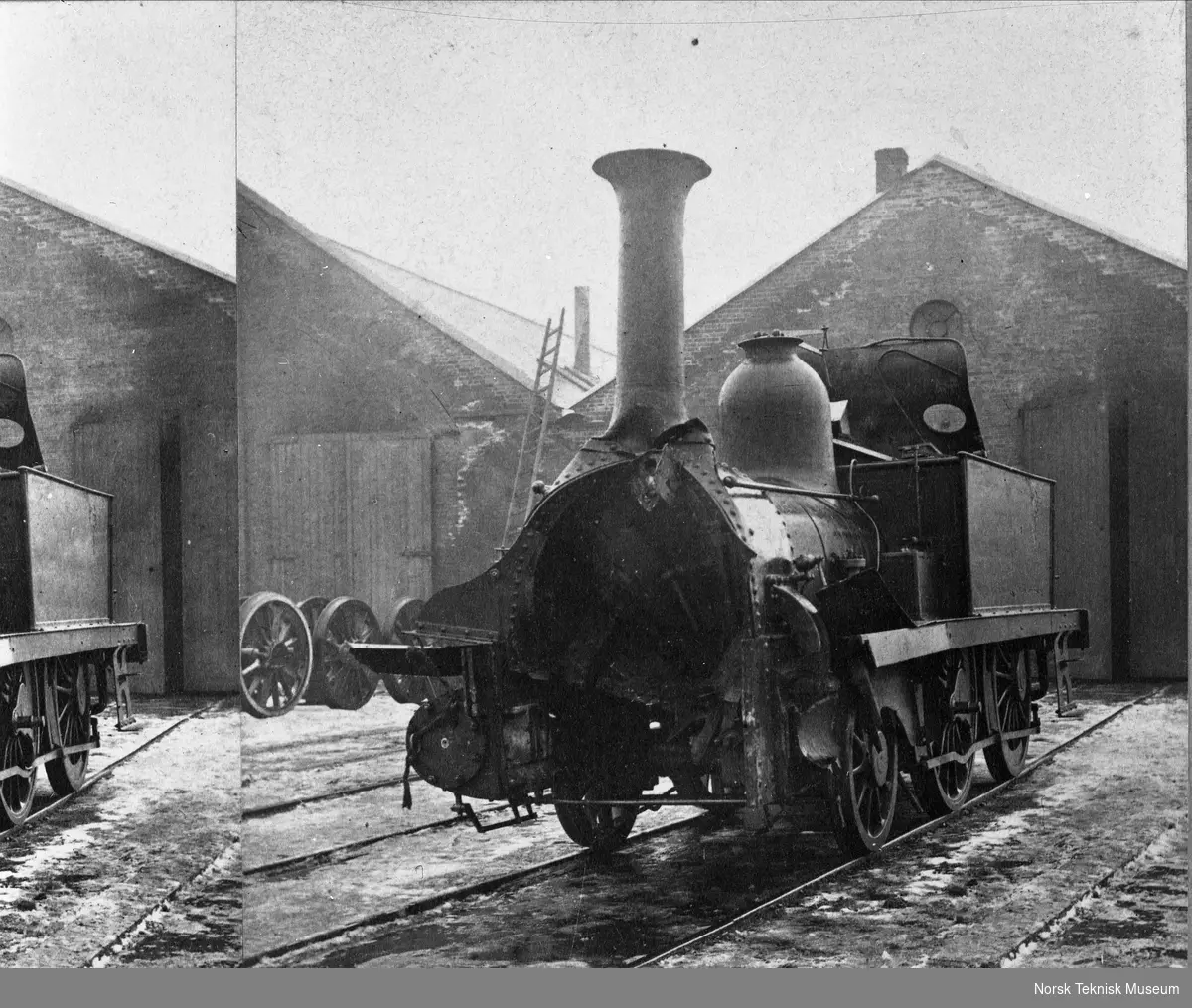 Statsbanernes lokomotivtype 1 Nr. 14, levert av Robert Stephenson til Kongsvingerbanens åpning i 1862. 
