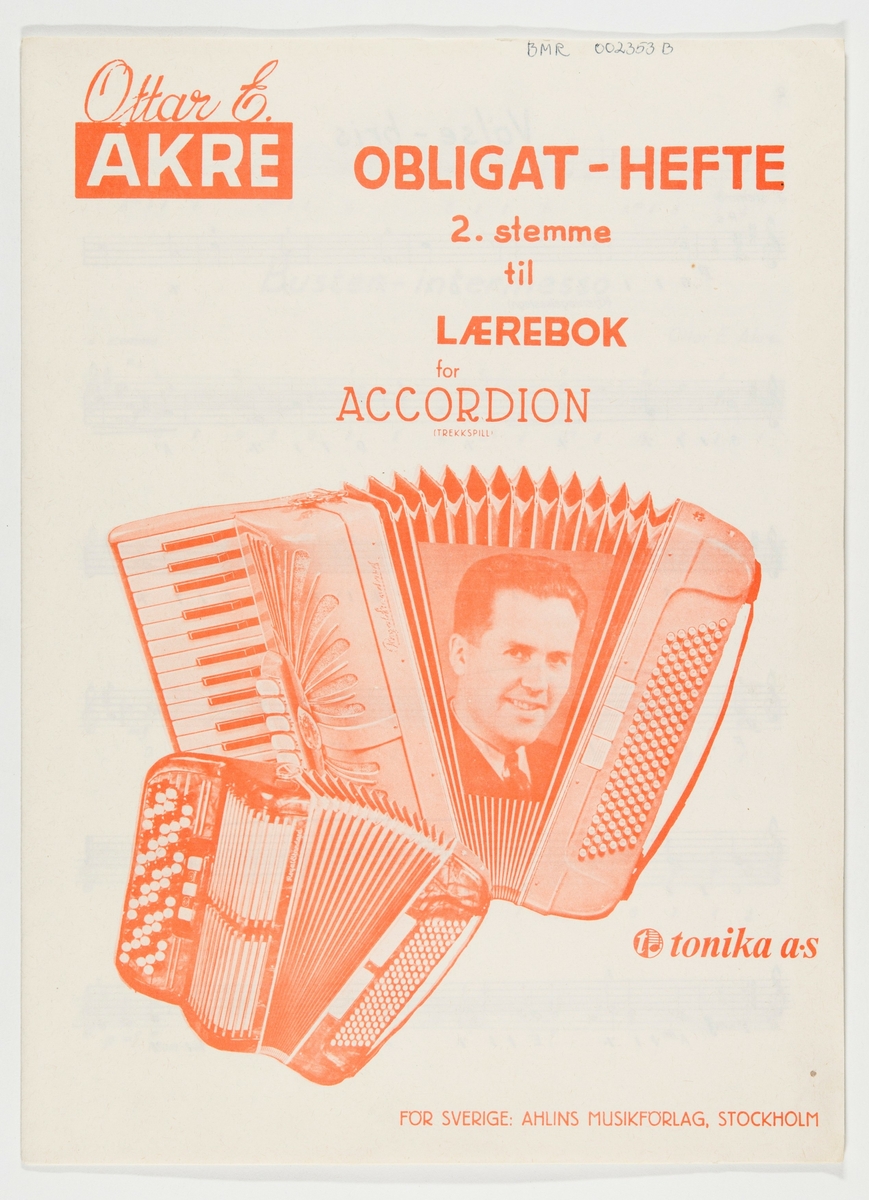 Ottar Akre: Obligathefte, 2.stemme til lærebok for accordion.