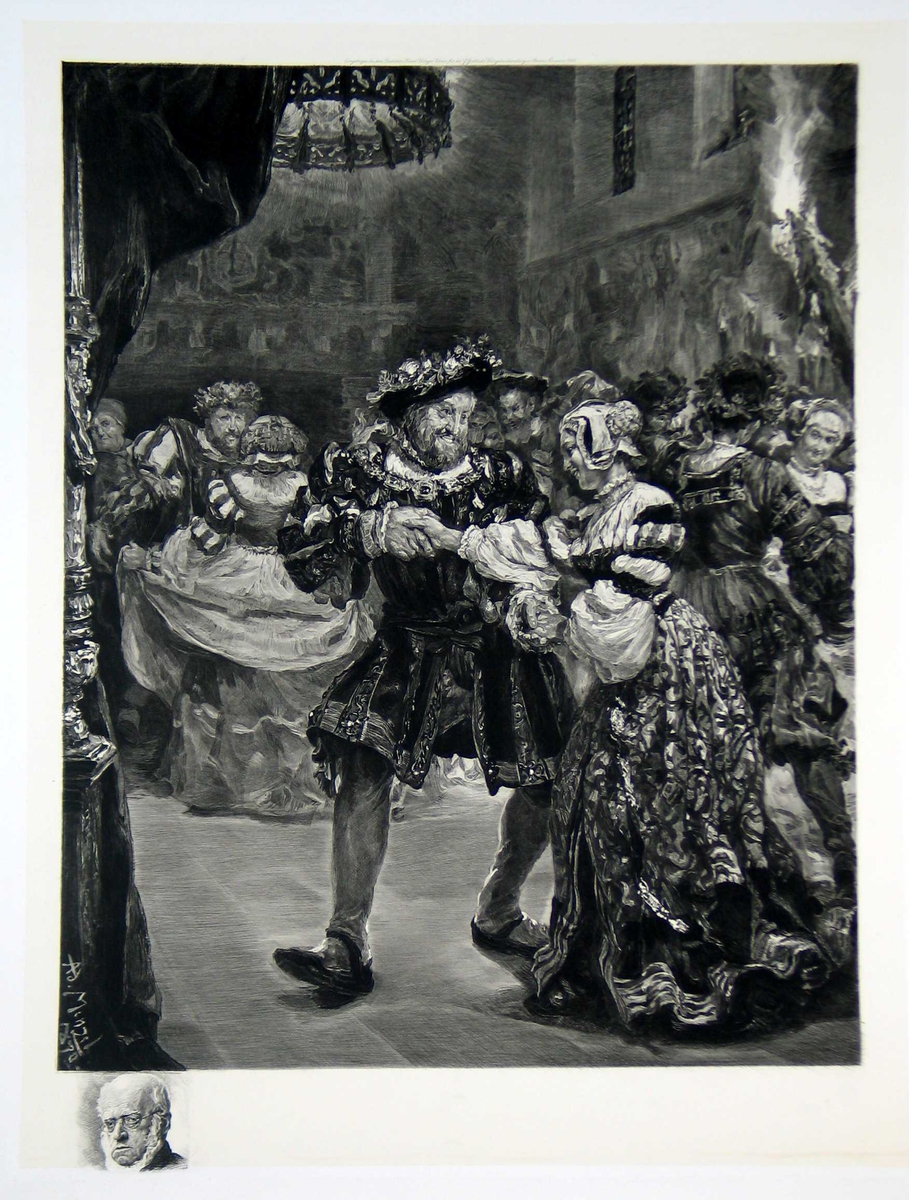 Bildet viser Henrik VIII dansende med Anne Boleyn.