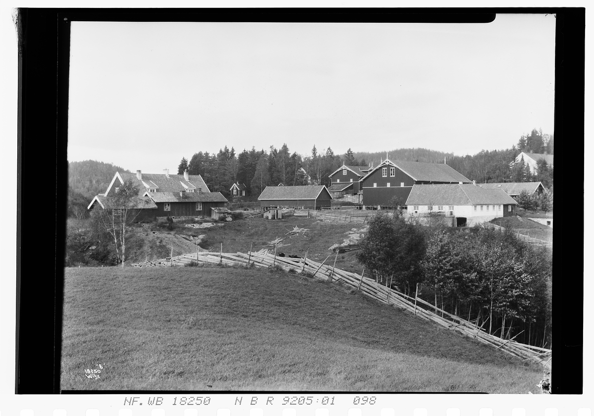Skigard foran gårdstun på Ekeberg gård, Tangen. Fotografert 1924.