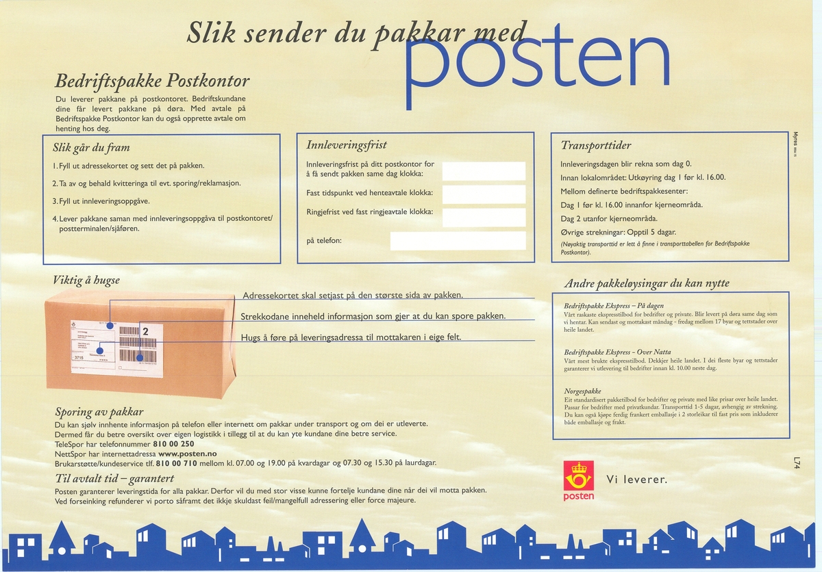 Tosidig reklameplakat med tekst og motiv. Plakaten har tekst på bokmål og nynorsk.