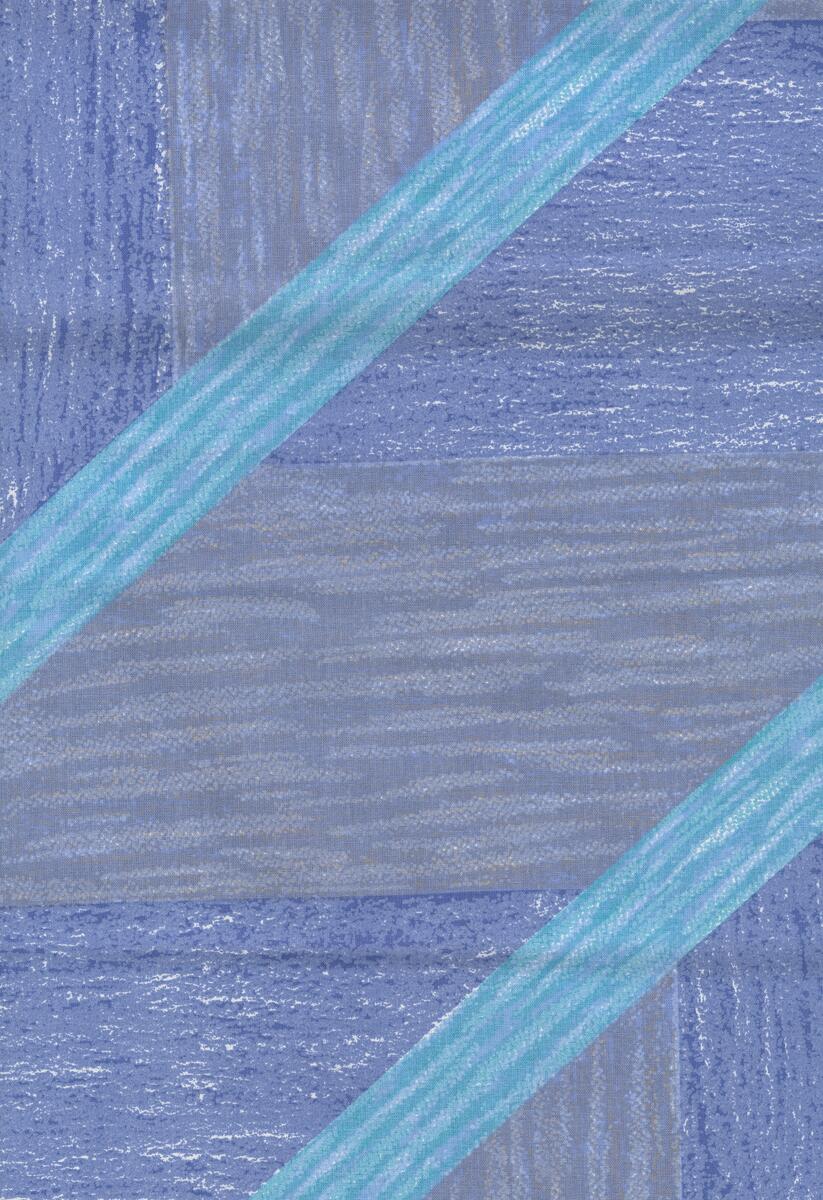Provbitar: Rosa bredrandigt som bildar rutor och diagonala ränder. Enfärgat gammalrosa. Bredrandigt och diagonalrandigt i blå nyanser. Enfärgat blått. Bredrandigt och diagonalrandigt beige-grått. Enfärgat grått.