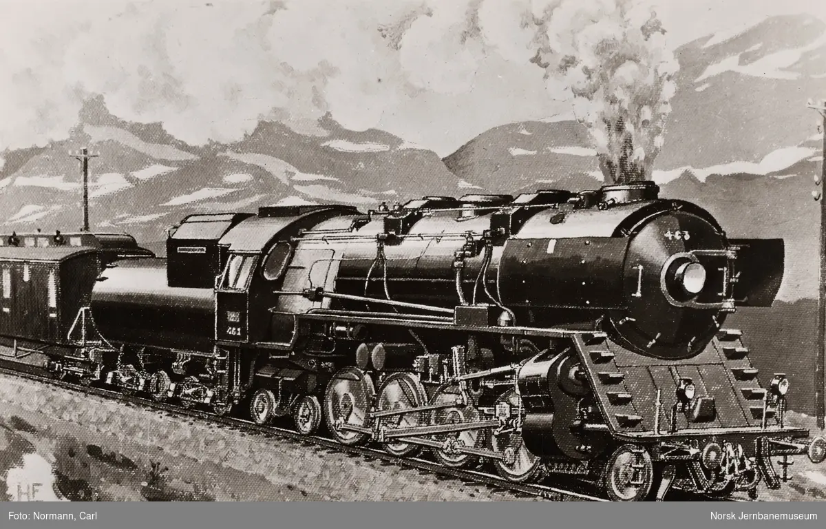 Tegning av damplokomotiv type 49a nr. 463 DOVREGUBBEN