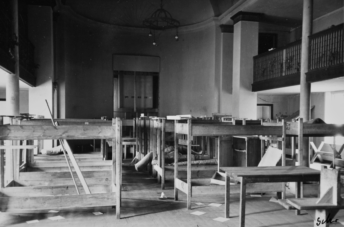 Fotografier av synagogen i Trondheim etter frigjøringen i 1945.