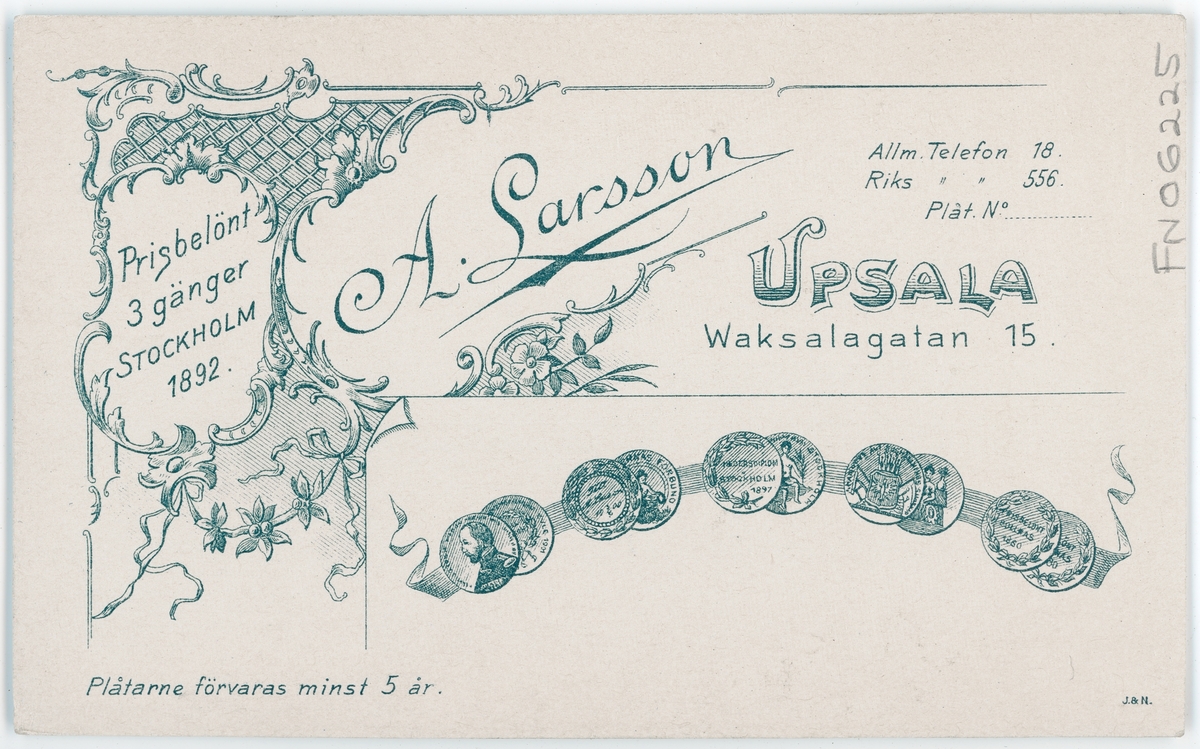 Kabinettsfotografi - A S Wallén, Uppsala 1905