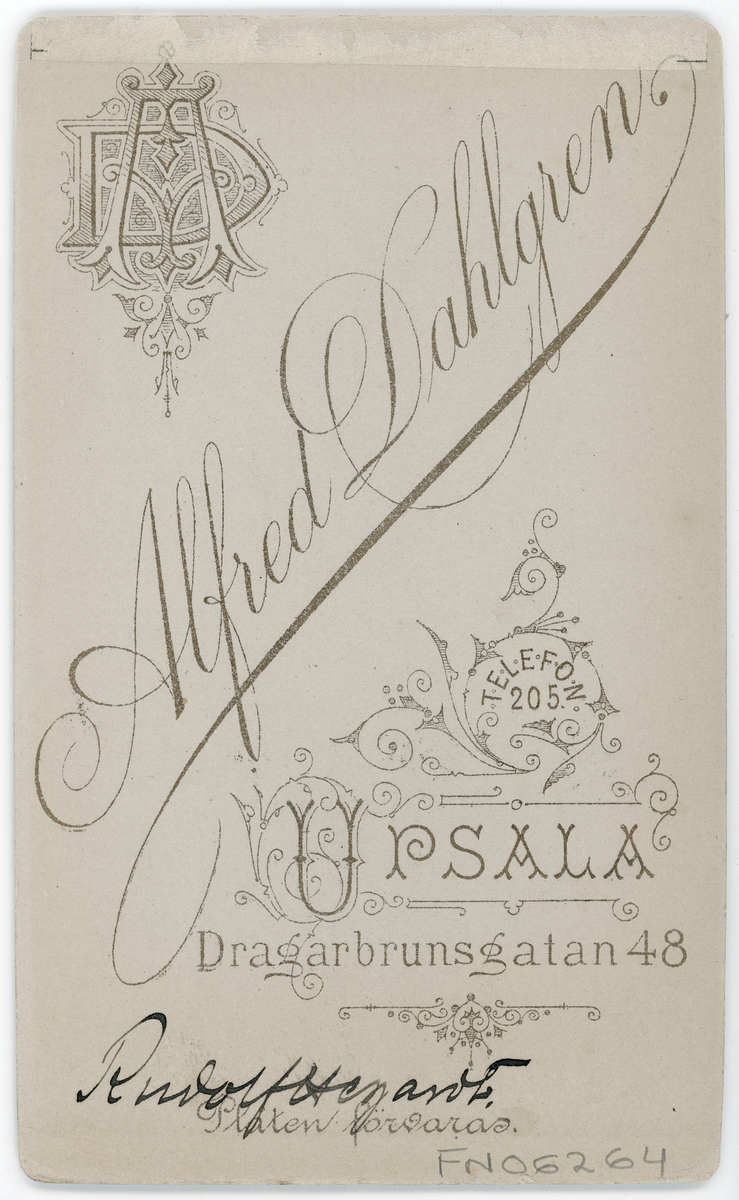Kabinettsfotografi - agronom Rudolf Hegardt, Uppsala 1894