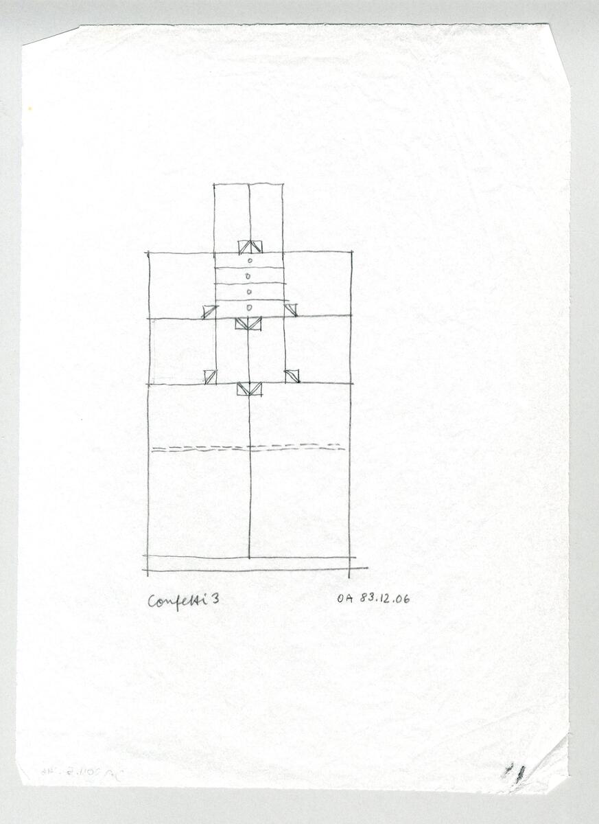 Sju varianter av ett kabinettskåp med postmodernistisk drag