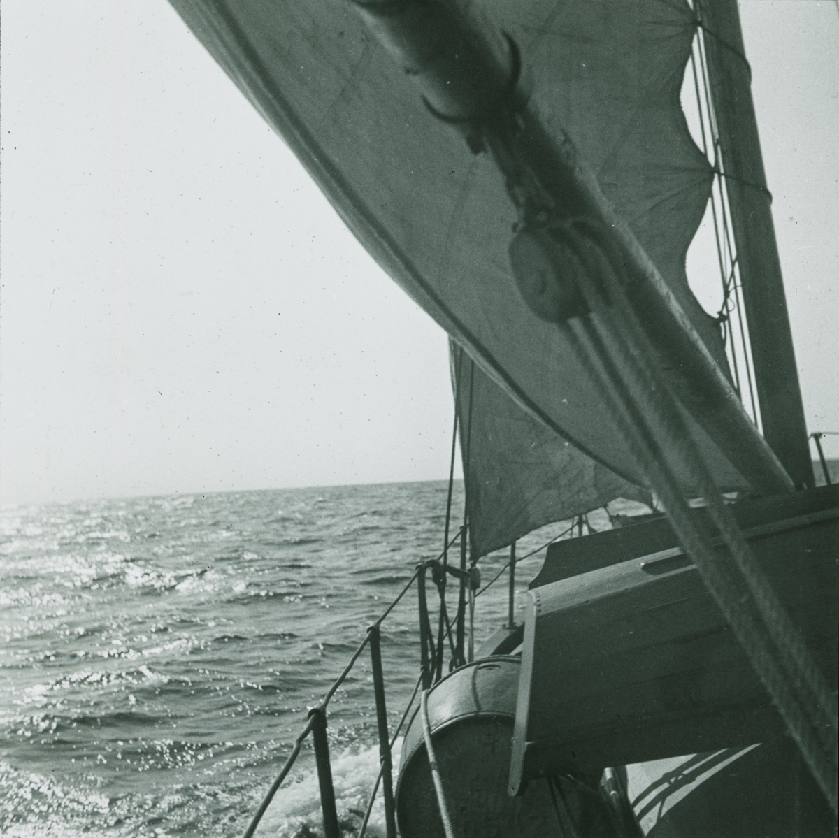 Fotografi från expedition till Spetsbergen. Motiv av båt på hav.