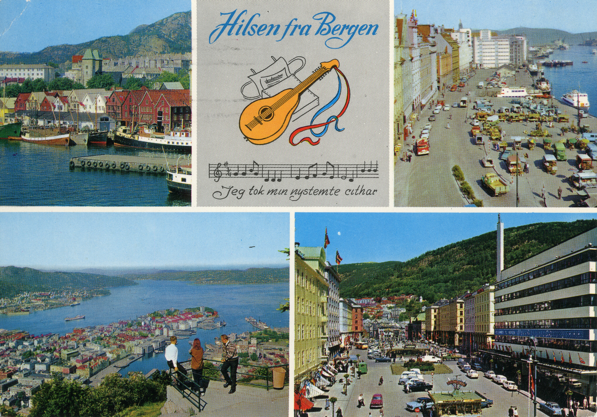 Postkort frå Bergen frå om lag 1965