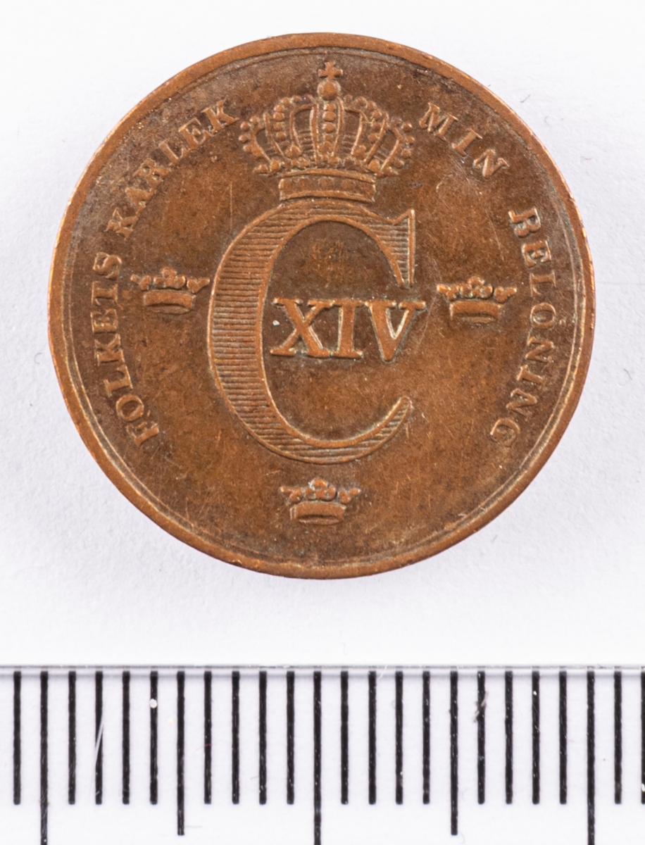 Mynt, Sverige, 1/3 skilling banco, 1837.