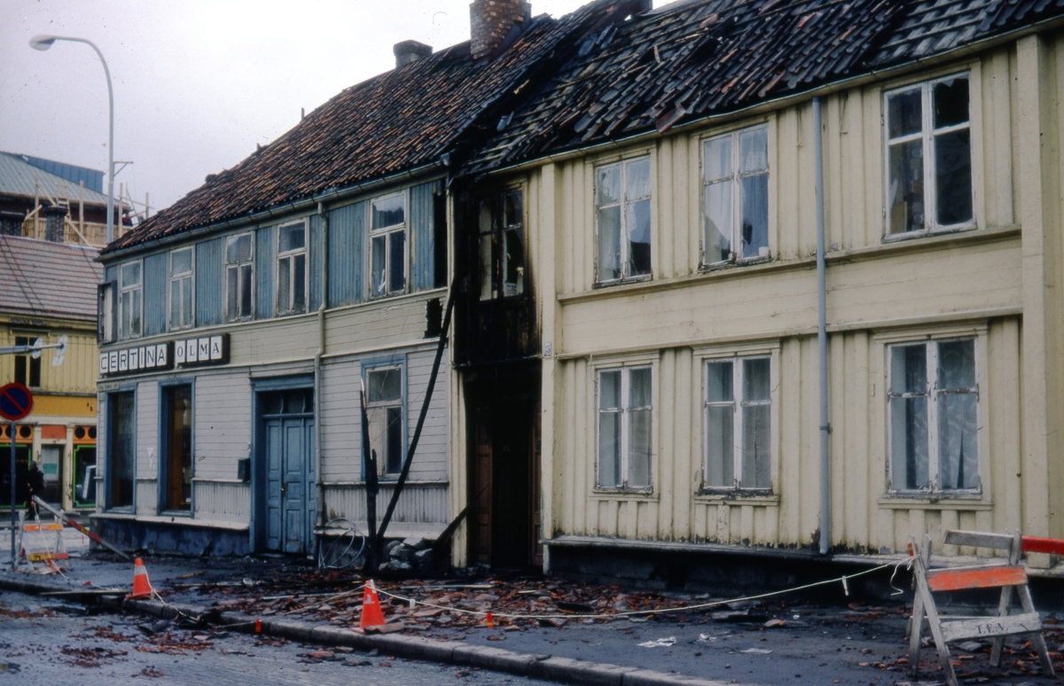 Brannskadet hus i Erling Skakkes gate