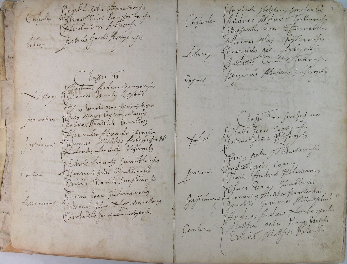 Rudbeckianska skolan i Västerås elevlängd 1650-1659.