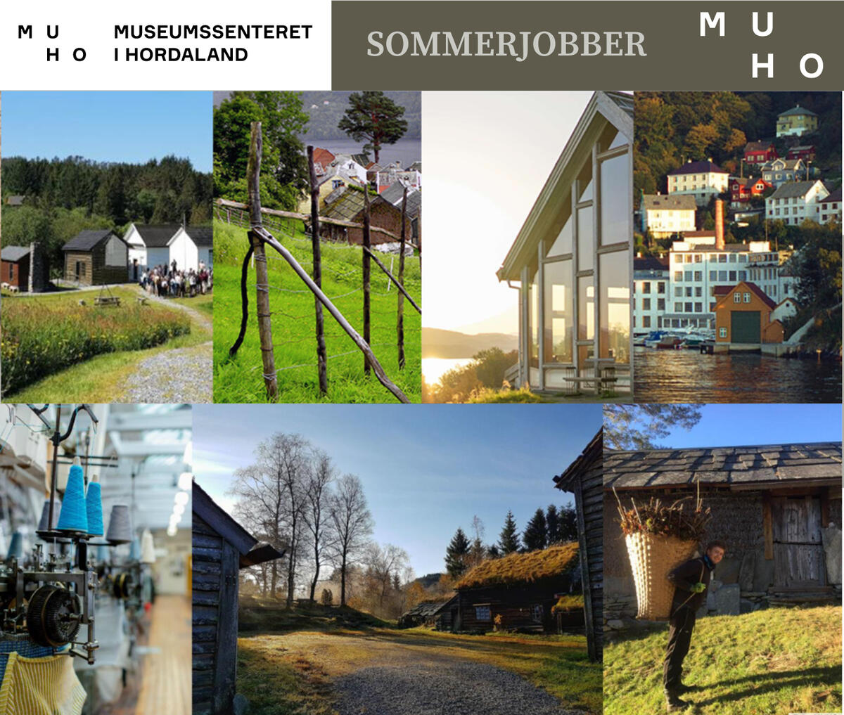 Fotokollage av musea i Museumssenteret i Hordaland