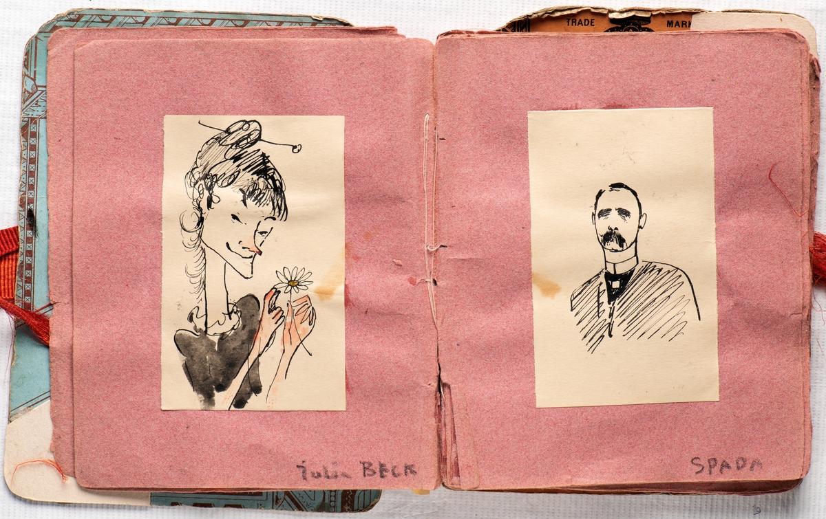 Karikatyrer av Carl Larssons vänner från konstnärskolonin i Grez-sur-Loing