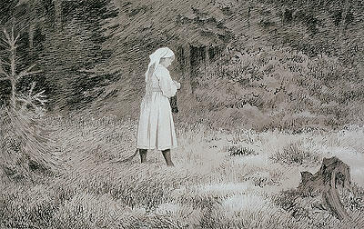 Huldra, teikna av Theodor Kittelsen