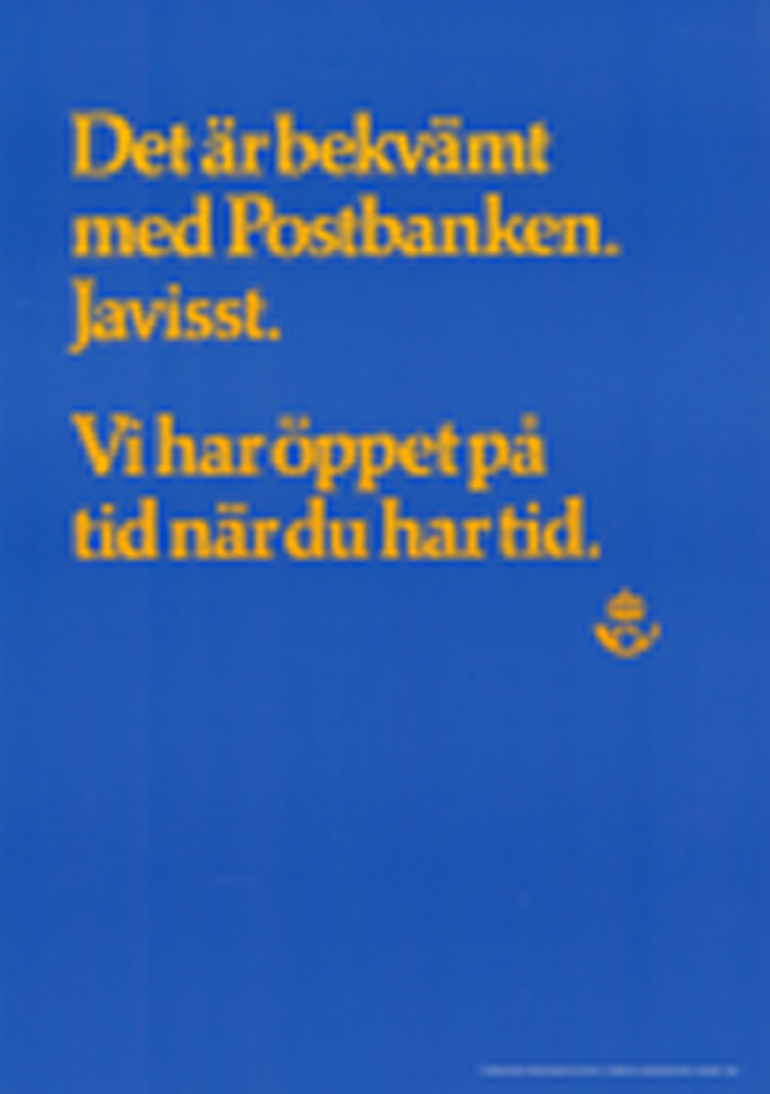 Affisch med text. Postsymbol.