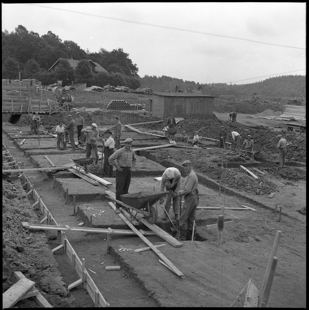 Uppbyggnad av flerfamiljshus i Stockslycke, 1950-tal