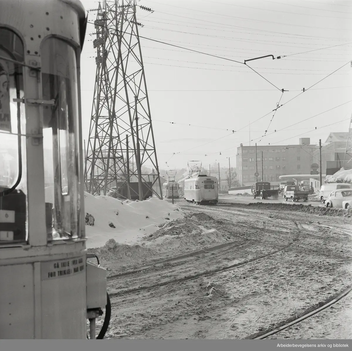 Trikkespor. Etterstad. Januar 1966