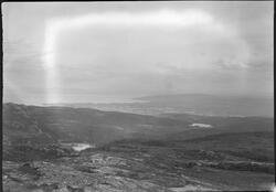 Utsikt fra Gråkallen med Kobberdammen til venstre og Baklida