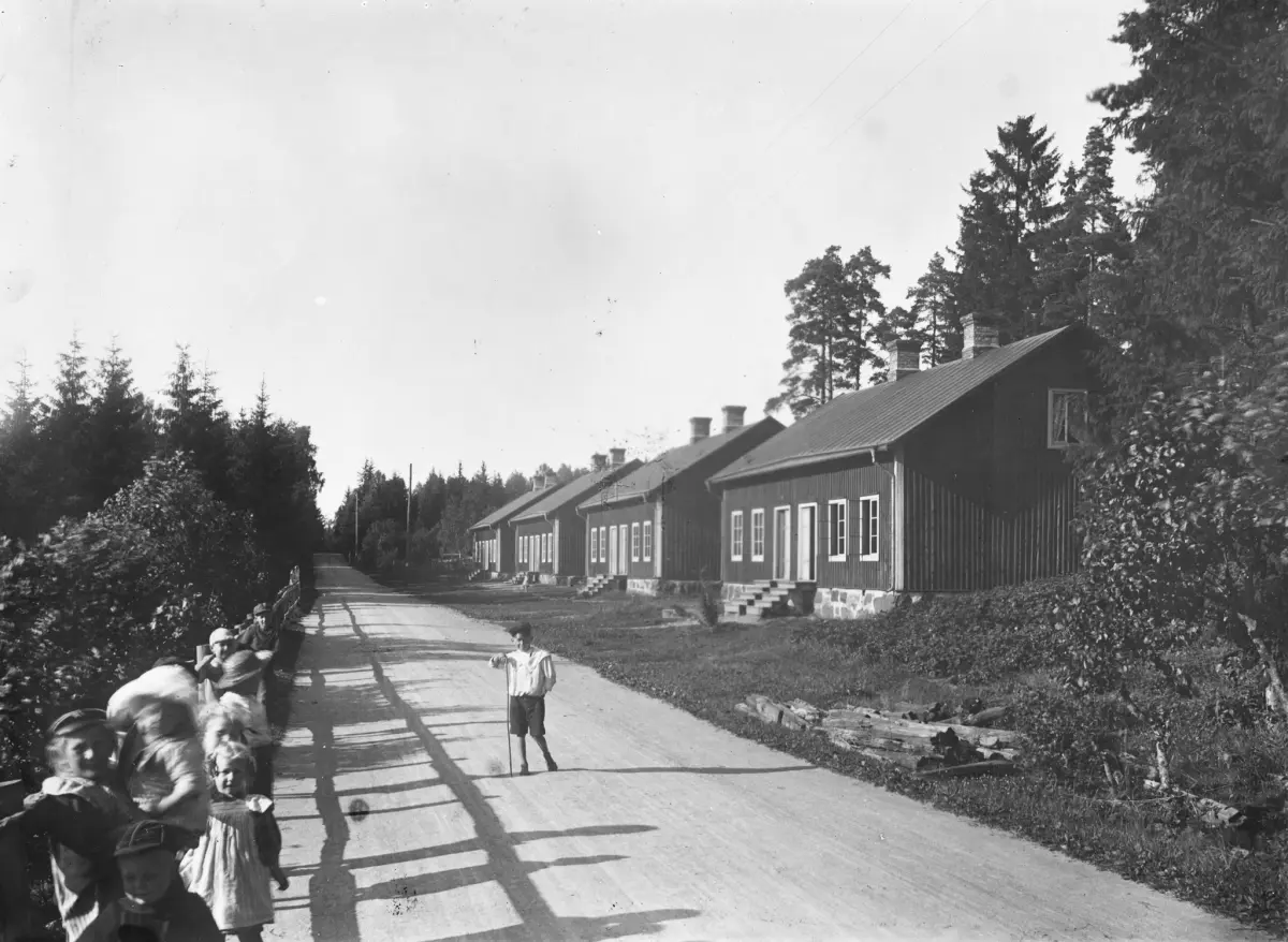 Strömsnäs pappersbruk. Arbetarbostäder på 1920-talet.