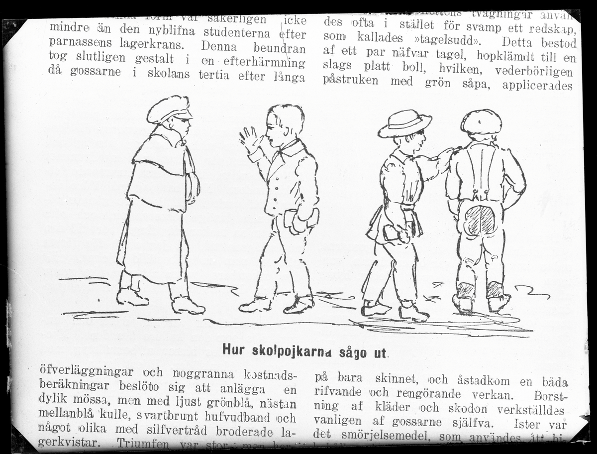 Pennteckning av skolpojkar på 1840-talet, Västerås.