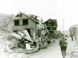 Honningsvåg. Ødelagt hus etter Storbombingen 14. juli 1942.